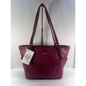 Calvin Klein Women’s Pebble Leather Tote Red Handbag Purse